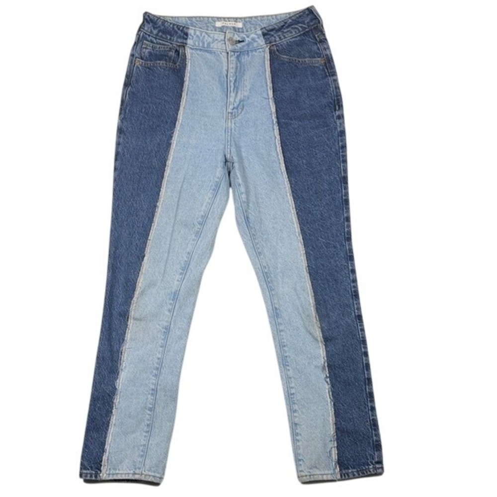 PacSun Mom Jeans Womens 27 Two Tone Blue Colorblock High Rise Straight Leg Denim